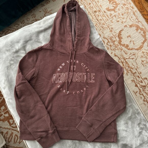 EUC Aeropostale Two Piece Brown Sweatsuit Rose Gold Logos Sz M - Picture 2 of 11